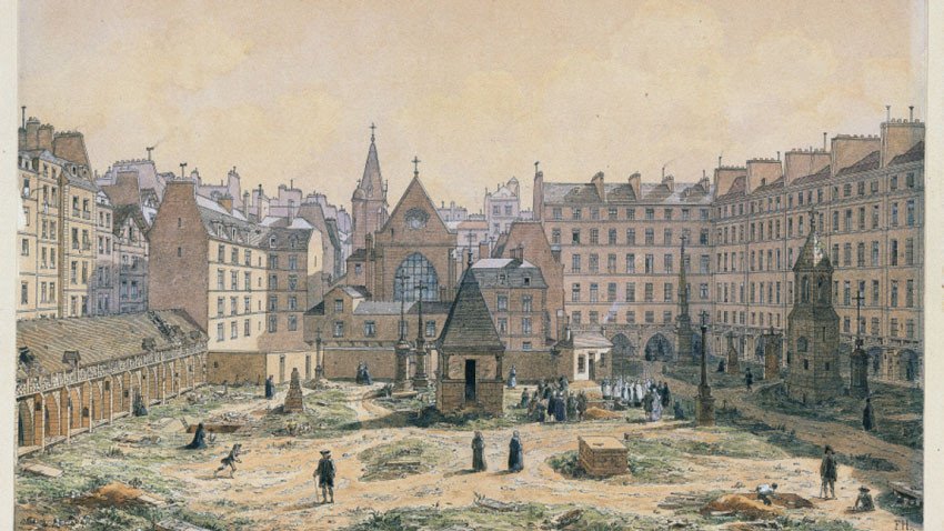 Le cimetière des Saints-Innocents en 1750, Musée Carnavalet Histoire de Paris 