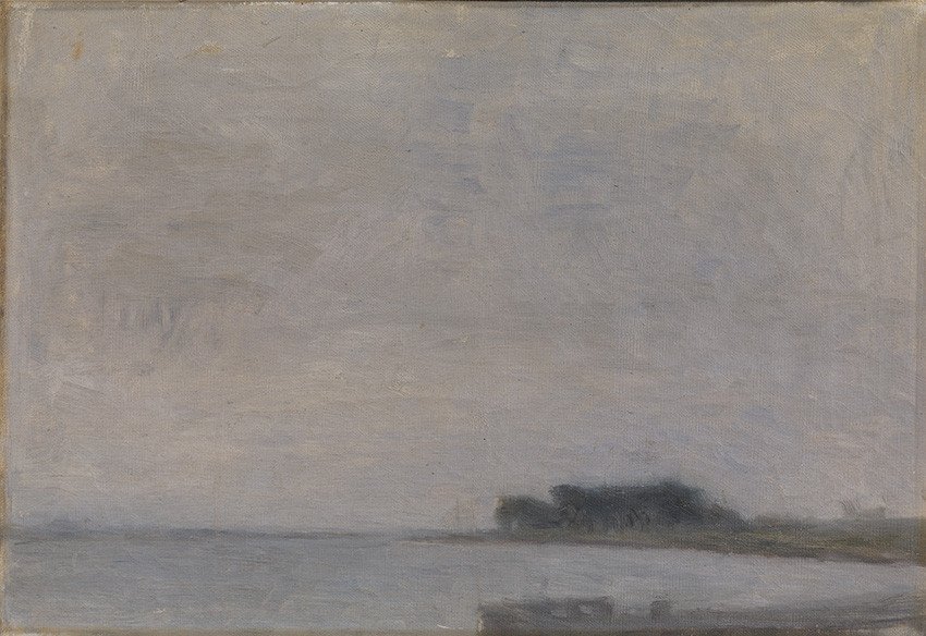 Vilhelm Hammershøi, Paysage, été, Falster, 1890, huile sur toile, 31,2 x 44,3 cm, collection privée, Londres. Photo : Wikimedia Commons