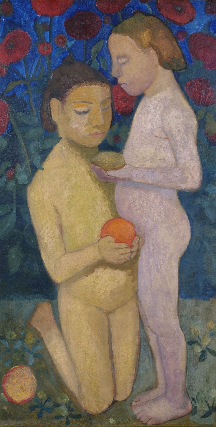 Paula Modersohn-Becker, Deux nus de jeunes filles debout et agenouillée devant des coquelicots II, 1906 © Die Lübecker Museen / Museum Behnhaus Drägerhaus 