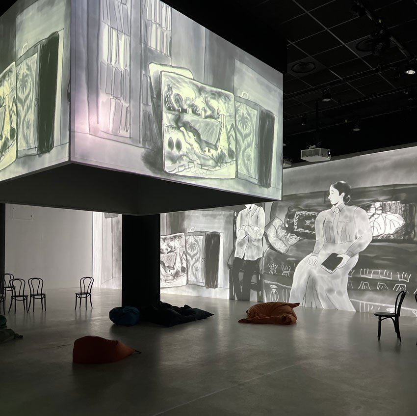 Vue de la projection Van Gogh : l'Ultime Voyage (2023), proposée à la fin du parcours de l'exposition. © Connaissance des Arts / Léana Da Silva