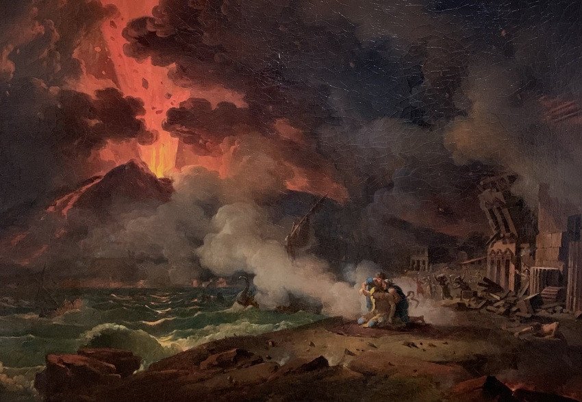 Pierre-Henri de Valenciennes, <i>L’Éruption du Vésuve</i>, détail, v. 1814, présenté dans l’exposition « Le sentiment de la nature », Villa Paloma, Monaco, 2026. ©Connaissance des arts/Guy Boyer.