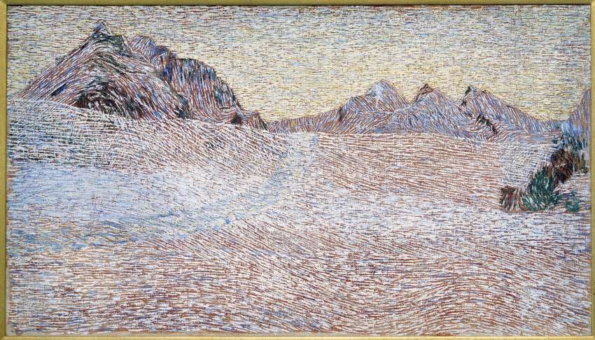 Qui est Giovanni Segantini, maître oublié de l’art moderne italien, révélé ce printemps au musée Marmottan Monet à Paris ? 6 Giovanni Segantini, <i>Paesaggio alpino (Paysage de montagne)</i>, 1898-1899, h/t, 51,3 x 90,2 cm. Aarau, Aargauer Kunsthaus. ©akg-images.