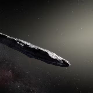Une vue d’artiste de l’objet que les astronomes ont officiellement baptisé 1I/2017 U1 et rapidement surnommé ʻOumuamua. © M. Kornmesser, Observatoire européen austral 