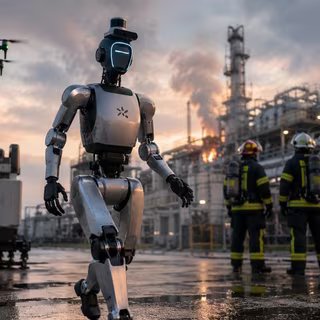 Le robot Unitree G1 sert de base pour de nombreuses expérimentations. Une société française l’a customisé pour répondre à des besoins particuliers (ici, une illustration générée avec IA). © SB, ChatGPT