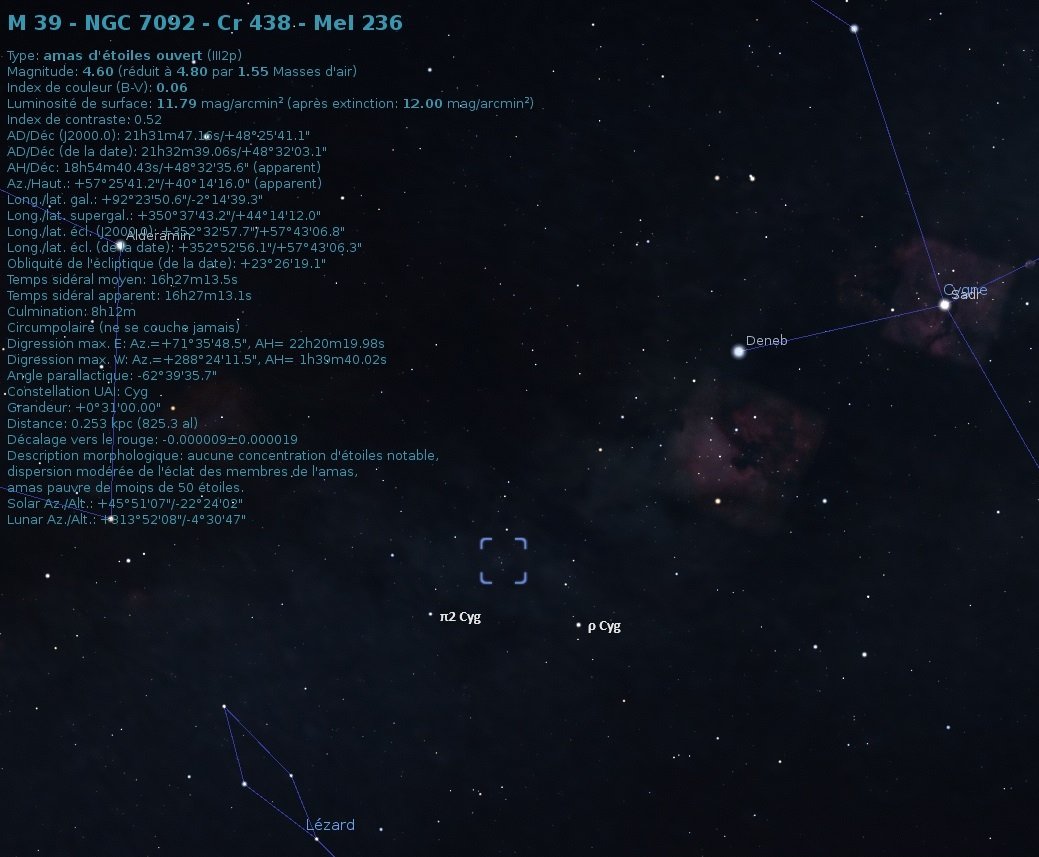 M39 constellation cygne