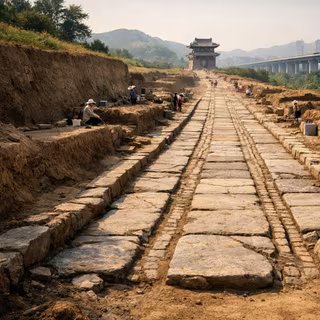 Voici la stupéfiante découverte d'archéologues sous une cité antique chinoise vieille de plus de 4 000 ans 2 Longtemps invisible, une voie antique chinoise dévoile une ingénierie hors norme. © image générée par l'IA chatGPT