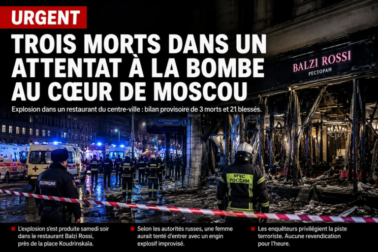 Trois morts dans un attentat à la bombe au cœur de Moscou