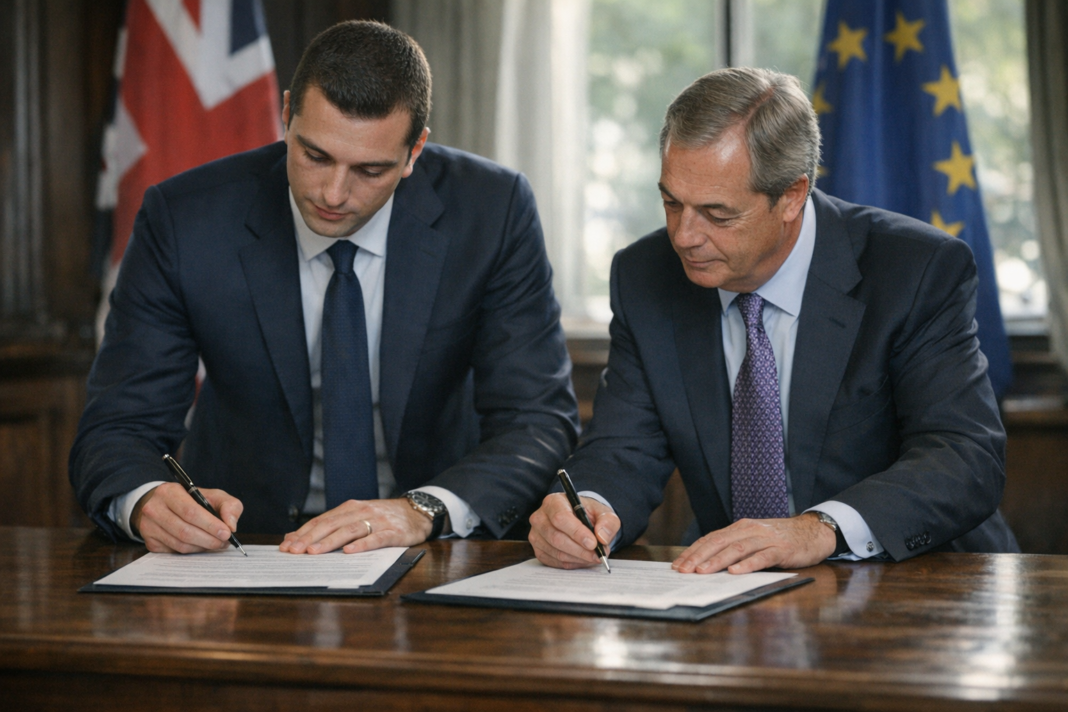 Bardella et Farage scellent un pacte à Birmingham pour freiner les traversées Bardella et Farage scellent un pacte à Birmingham pour freiner les traversées