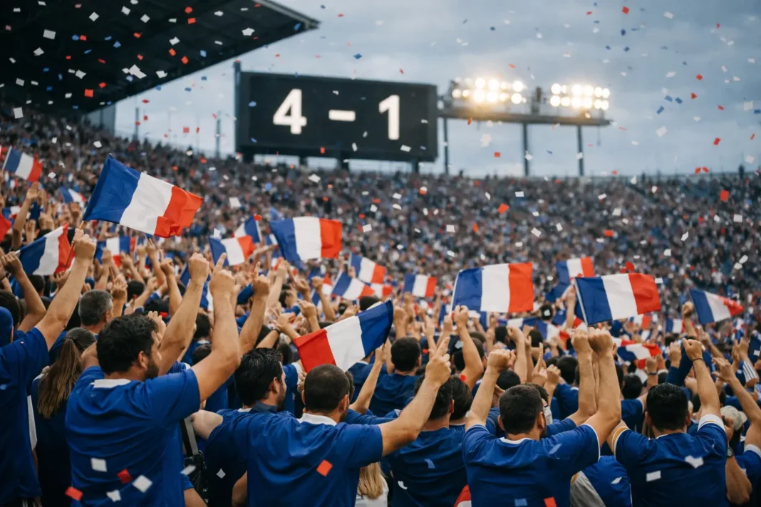 La liesse des supporters après le 4-1 des Bleus contre la Belgique