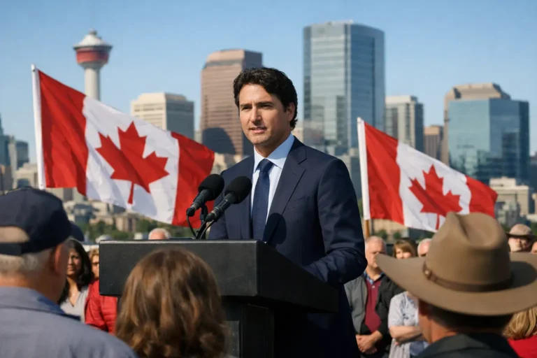 Le premier ministre prend la parole lors d’un rassemblement pro-Canada à Calgary